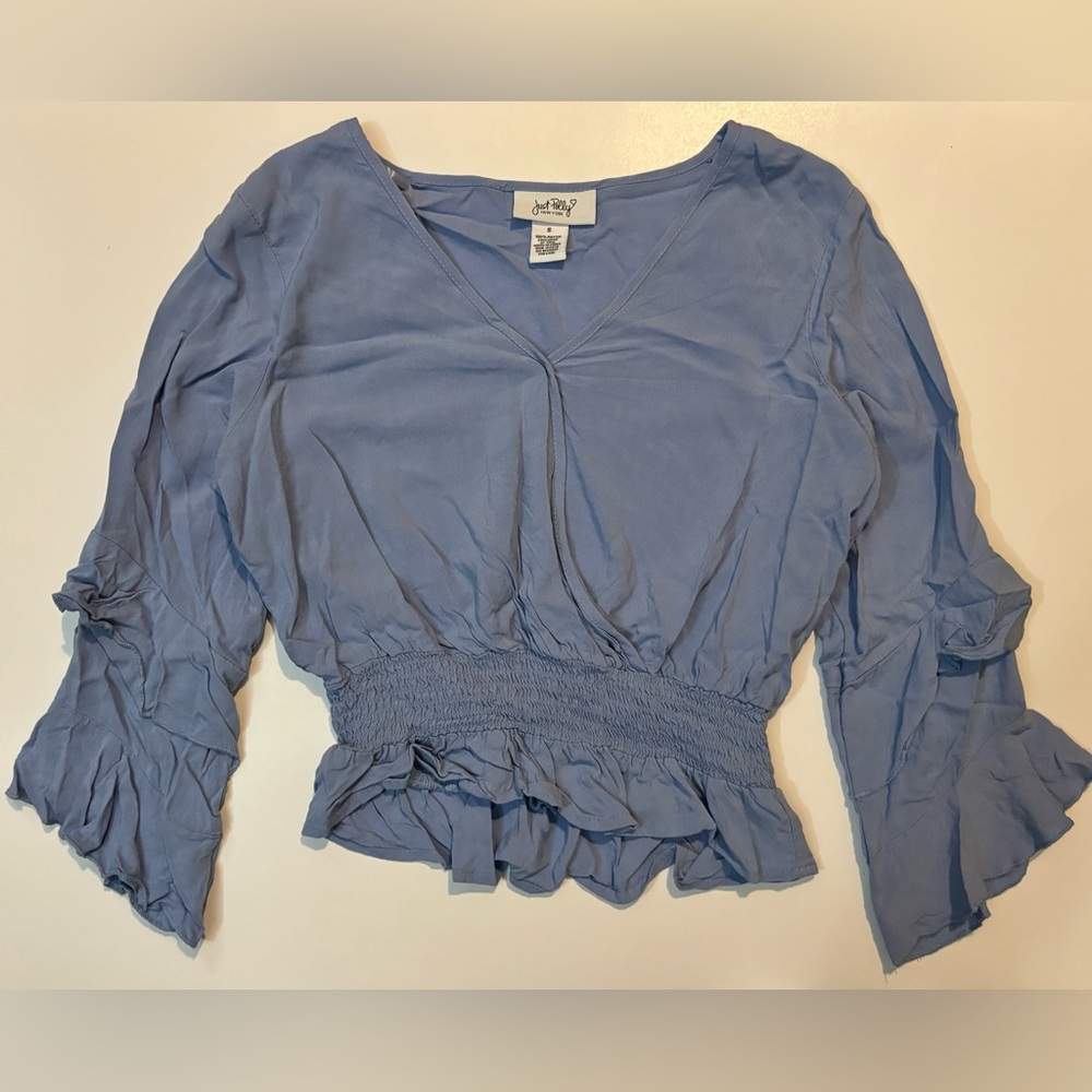 Blue Flowy Long Sleeve Top